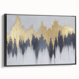 Serene Landscape Wall Art – Gold & Gray Abstract Forest