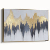 Serene Landscape Wall Art – Gold & Gray Abstract Forest