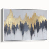 Serene Landscape Wall Art – Gold & Gray Abstract Forest