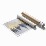 Serene Landscape Wall Art – Gold & Gray Abstract Forest