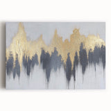 Serene Landscape Wall Art – Gold & Gray Abstract Forest