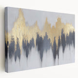 Serene Landscape Wall Art – Gold & Gray Abstract Forest
