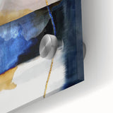 Geometric Abstract Canvas Art – Navy, Gold, and Cobalt Brush Forms