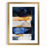 Geometric Abstract Canvas Art – Navy, Gold, and Cobalt Brush Forms