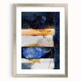 Geometric Abstract Canvas Art – Navy, Gold, and Cobalt Brush Forms