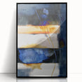 Geometric Abstract Canvas Art – Navy, Gold, and Cobalt Brush Forms