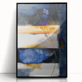 Geometric Abstract Canvas Art – Navy, Gold, and Cobalt Brush Forms