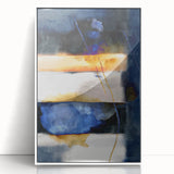 Geometric Abstract Canvas Art – Navy, Gold, and Cobalt Brush Forms