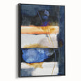 Geometric Abstract Canvas Art – Navy, Gold, and Cobalt Brush Forms