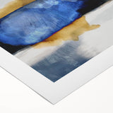 Geometric Abstract Canvas Art – Navy, Gold, and Cobalt Brush Forms