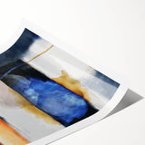 Geometric Abstract Canvas Art – Navy, Gold, and Cobalt Brush Forms