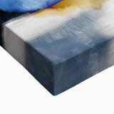 Geometric Abstract Canvas Art – Navy, Gold, and Cobalt Brush Forms