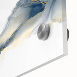 Minimalist Fluid Abstract Art – Navy & Gold Ink Swirl Canvas