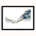 Minimalist Fluid Abstract Art – Navy & Gold Ink Swirl Canvas