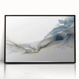 Minimalist Fluid Abstract Art – Navy & Gold Ink Swirl Canvas
