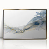 Minimalist Fluid Abstract Art – Navy & Gold Ink Swirl Canvas
