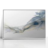 Minimalist Fluid Abstract Art – Navy & Gold Ink Swirl Canvas