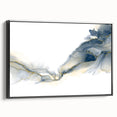 Minimalist Fluid Abstract Art – Navy & Gold Ink Swirl Canvas