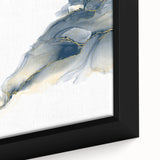 Minimalist Fluid Abstract Art – Navy & Gold Ink Swirl Canvas