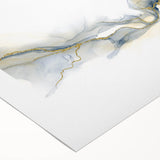 Minimalist Fluid Abstract Art – Navy & Gold Ink Swirl Canvas