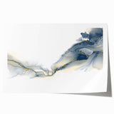 Minimalist Fluid Abstract Art – Navy & Gold Ink Swirl Canvas