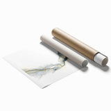 Minimalist Fluid Abstract Art – Navy & Gold Ink Swirl Canvas