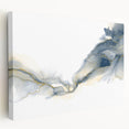 Minimalist Fluid Abstract Art – Navy & Gold Ink Swirl Canvas