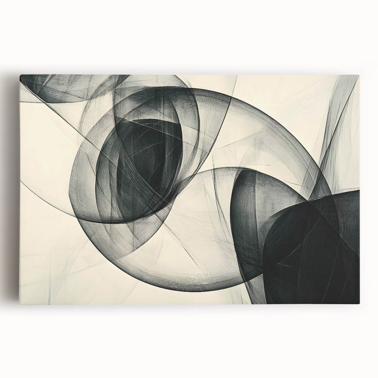 Modern Bold Abstract Wall Art – High-Contrast Monochrome Motion