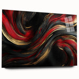 Luxury Black & Red Abstract Painting – Bold Modern Wall Art