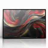 Luxury Black & Red Abstract Painting – Bold Modern Wall Art