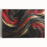 Luxury Black & Red Abstract Painting – Bold Modern Wall Art