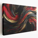 Luxury Black & Red Abstract Painting – Bold Modern Wall Art