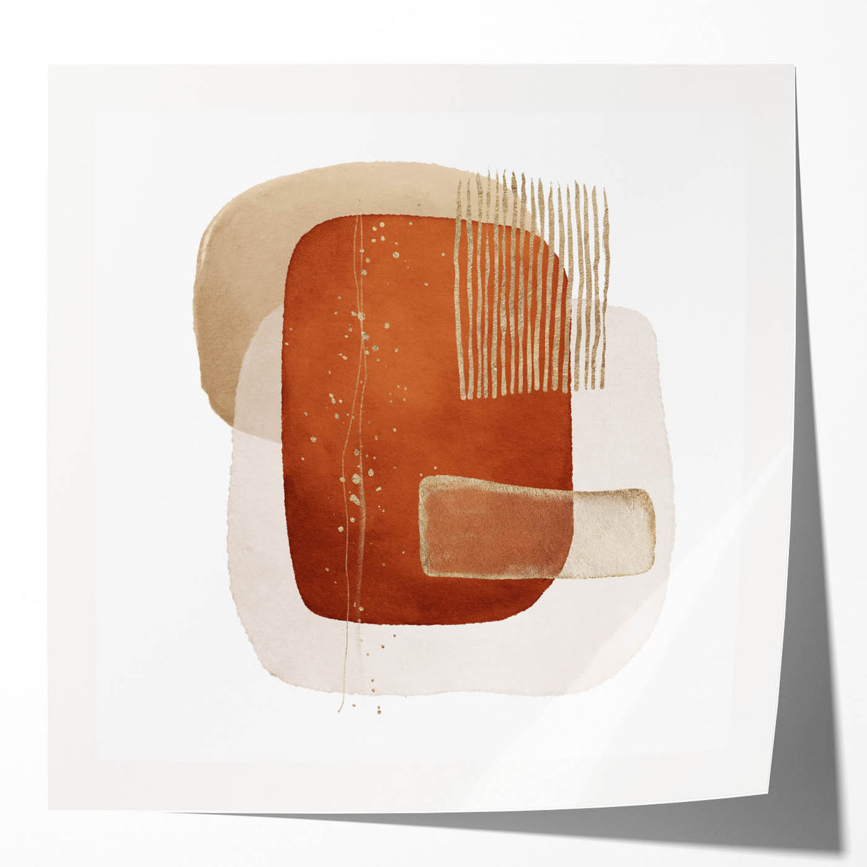 Abstract Geometric Framed Art – Minimalist Wall Art in Earth Tones