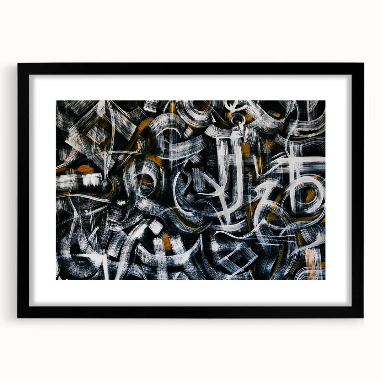 Bold Abstract Wall Art - Black, White, and Gold Modern Canvas Print