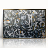 Bold Abstract Wall Art - Black, White, and Gold Modern Canvas Print