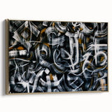 Bold Abstract Wall Art - Black, White, and Gold Modern Canvas Print