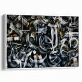 Bold Abstract Wall Art - Black, White, and Gold Modern Canvas Print