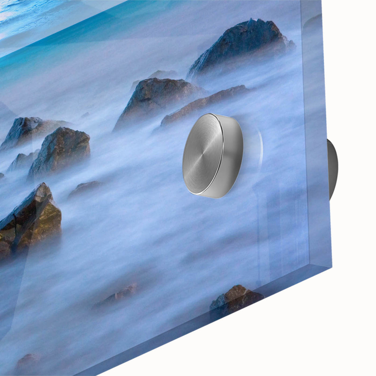 Tranquil Nature Canvas Prints – Misty Ocean Rocks at Dusk
