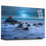 Tranquil Nature Canvas Prints – Misty Ocean Rocks at Dusk