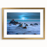 Tranquil Nature Canvas Prints – Misty Ocean Rocks at Dusk