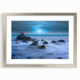 Tranquil Nature Canvas Prints – Misty Ocean Rocks at Dusk