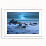 Tranquil Nature Canvas Prints – Misty Ocean Rocks at Dusk