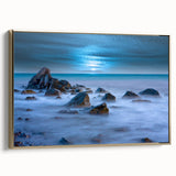 Tranquil Nature Canvas Prints – Misty Ocean Rocks at Dusk