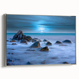Tranquil Nature Canvas Prints – Misty Ocean Rocks at Dusk