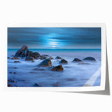 Tranquil Nature Canvas Prints – Misty Ocean Rocks at Dusk