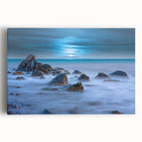 Tranquil Nature Canvas Prints – Misty Ocean Rocks at Dusk
