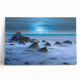 Tranquil Nature Canvas Prints – Misty Ocean Rocks at Dusk