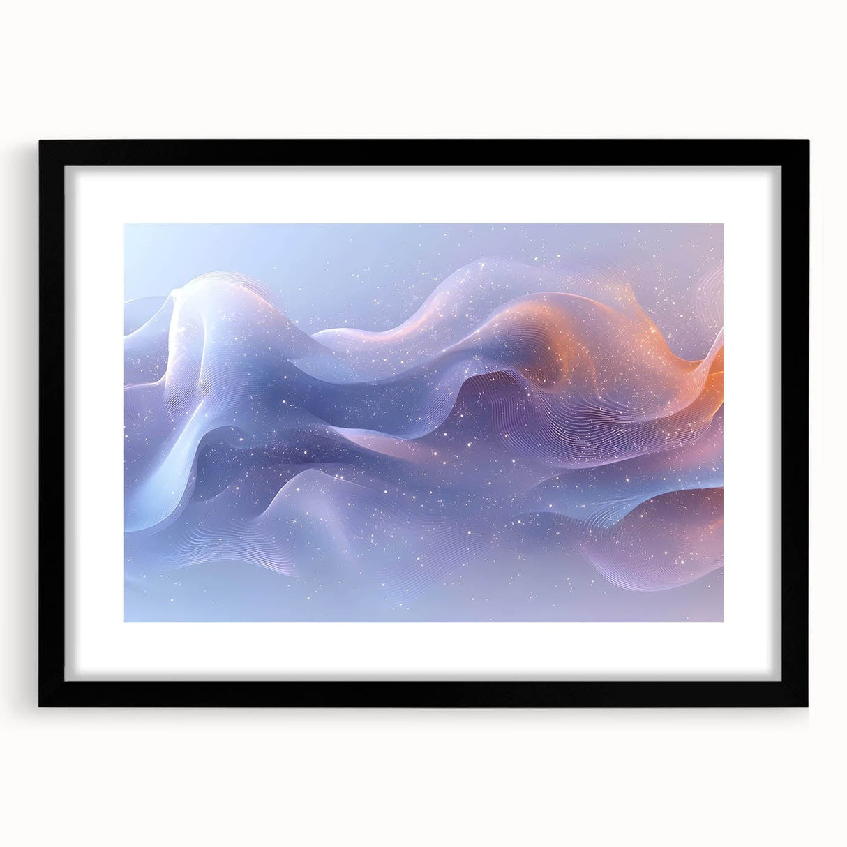 Modern Fluid Art Prints – Celestial Blue, Lilac & Peach Wall Decor