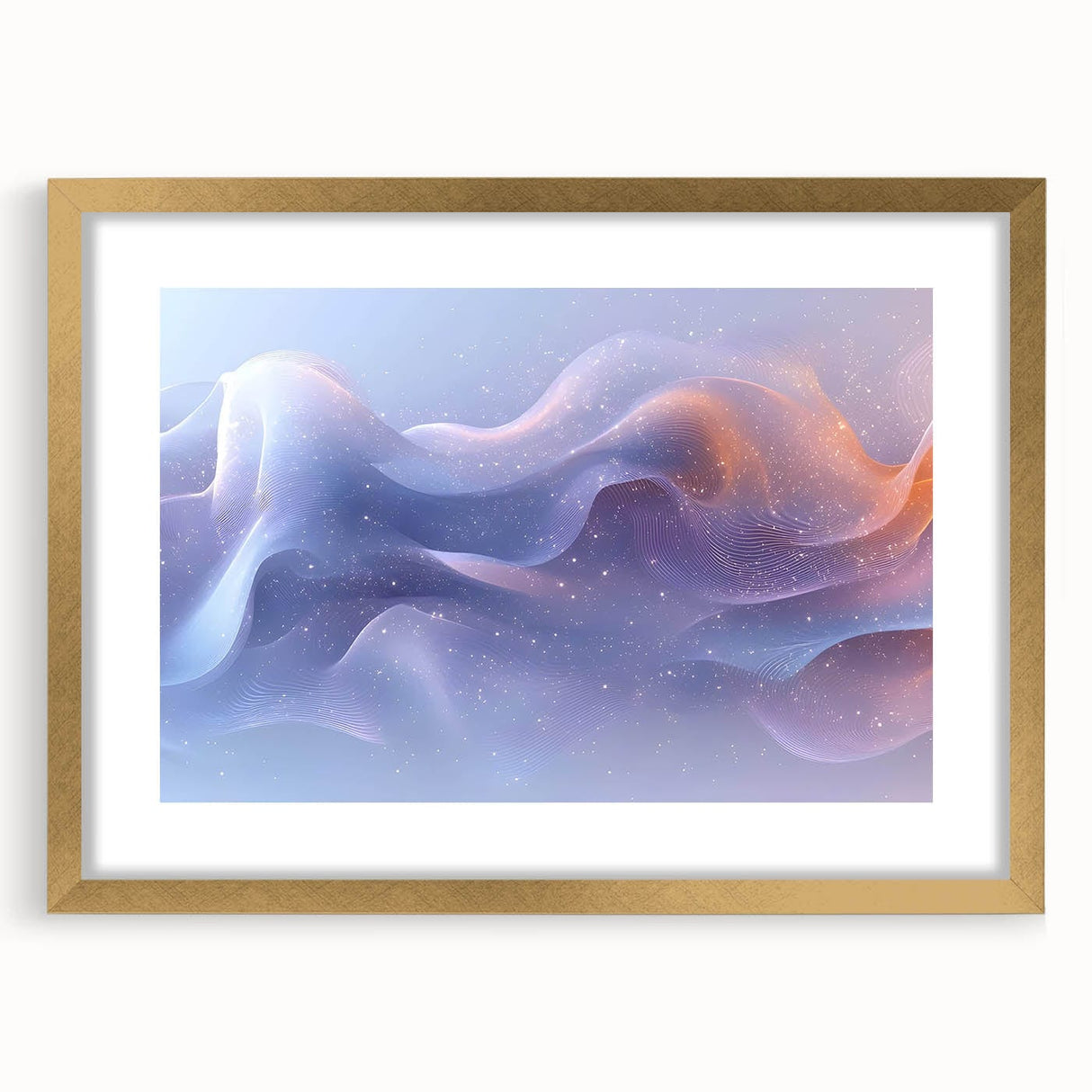 Modern Fluid Art Prints – Celestial Blue, Lilac & Peach Wall Decor