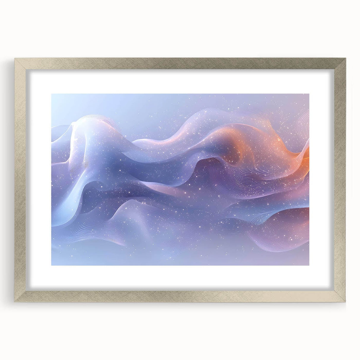 Modern Fluid Art Prints – Celestial Blue, Lilac & Peach Wall Decor